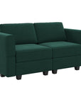 64" Green And Black Velvet Modular Loveseat With Storage