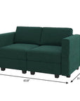 64" Green And Black Velvet Modular Loveseat With Storage