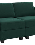 64" Green And Black Velvet Modular Loveseat With Storage