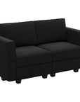64" Green And Black Velvet Modular Loveseat With Storage