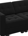 64" Black Velvet Modular Loveseat With Storage