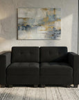 64" Black Velvet Modular Loveseat With Storage