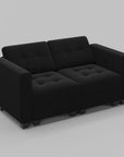 64" Black Velvet Modular Loveseat With Storage