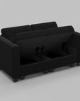 64" Black Velvet Modular Loveseat With Storage