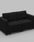 64" Black Velvet Modular Loveseat With Storage