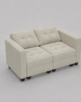64" Black Velvet Modular Loveseat With Storage