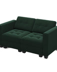 64" Black Velvet Modular Loveseat With Storage