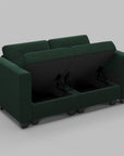64" Black Velvet Modular Loveseat With Storage