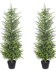 Set of Two 60" Green Artificial Pine Tree In Round Black Pot
