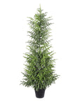 48" Green Artificial Pine Tree In Round Black Pot