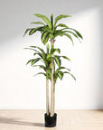 60" Green Artificial Dracaena Tree In Round Black Pot