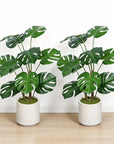 Set of Two 30" Green Artificial In Round White Pot