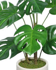 Set of Two 30" Green Artificial In Round White Pot