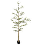 84" Green Artificial Olive Tree In Round Black Pot
