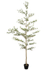 84" Green Artificial Olive Tree In Round Black Pot