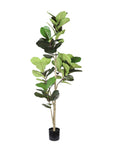 72" Green Artificial Fiddle Leaf Tree In Round Black Pot