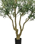 96" Green Artificial Olive Tree In Round Black Pot