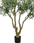 96" Green Artificial Olive Tree In Round Black Pot