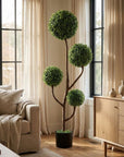 48" Green Artificial Boxwood Tree In Round Black Pot