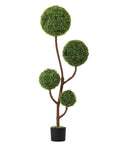 60" Green Artificial Boxwood Tree In Round Black Pot