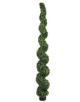 84" Green Artificial Boxwood Tree In Round Black Planter