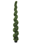 84" Green Artificial Boxwood Tree In Round Black Planter