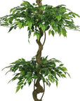 72" Green Artificial Ficus Tree In Round Black Pot