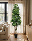 62" Green Artificial In Round Black Pot