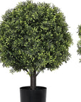 Set of Two 22" Green Artificial Boxwood Tree In Round Black Pot