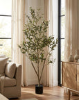 60" Green Artificial Olive Tree In Round Black Pot