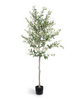 72" Green Artificial Olive Tree In Round Black Pot