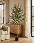 72" Green Artificial Olive Tree In Round Black Pot