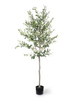 72" Green Artificial Olive Tree In Round Black Pot