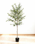 72" Green Artificial Olive Tree In Round Black Pot