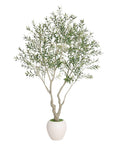 96" Green Artificial Olive Tree In Round White Pot