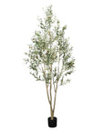 84" Green Artificial Olive Tree In Round Black Pot