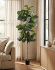 84" Green Artificial Fiddle Leaf Tree In Round Black Pot