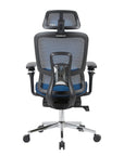 Blue Adjustable Height Swivel Rolling Gaming Chair With Footrest
