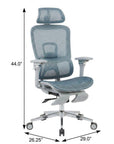 Blue Adjustable Height Swivel Rolling Gaming Chair With Footrest