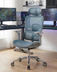 Blue Adjustable Height Swivel Rolling Gaming Chair With Footrest