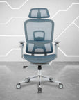 Blue Adjustable Height Swivel Rolling Gaming Chair With Footrest