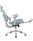 Blue Adjustable Height Swivel Rolling Gaming Chair With Footrest