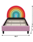 Rainbow And Pink Solid Wood And Upholstery Upholstered Twin Rainbow