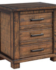 25" Natural Solid Wood Three Drawer Nightstand