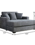 62" Gray Chenille And Solid Wood Chaise Lounge Chair