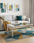 48" Silver And White Mirrored Glass And Wood Coffee Table