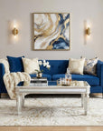 48" Silver And White Mirrored Glass And Wood Coffee Table