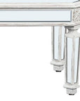 48" Silver And White Mirrored Glass And Wood Coffee Table