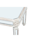 48" Silver And White Mirrored Glass And Wood Coffee Table