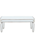48" Silver And White Mirrored Glass And Wood Coffee Table